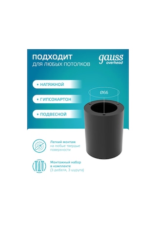 Gauss Tavan Spot Lamba Montajlı Silindirik 12w 4100k Led 396198163 Siyah