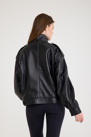 Oversize Bayan Deri Ceket Vb-12-bk-2828-24083 Siyah