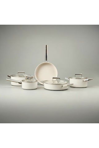 Arow Monza 9 Parça Tencere Seti - Krem Krem