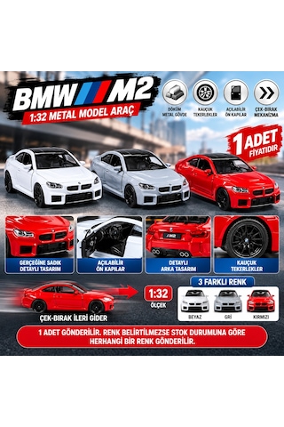 1:32 Çek Bırak Bmw M2 Metal Model Araba Açılabilir Kapılı 1 Adet