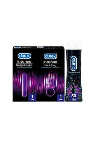 Durex Intense Vibe Bullet Titreşimli Vibratör+Devil Ring Titreşimli Halka+Extreme Anal Kayganlaştırıcı Jel