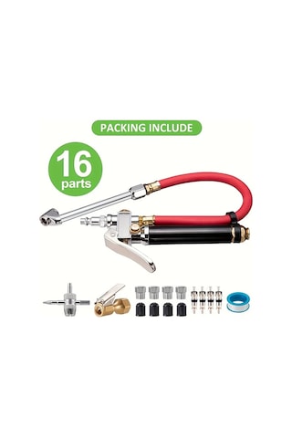 Xuweiwei 10-120 Psı Varyant Ağır Hizmet Tekerlek Basınç Ölçer İnflator Hava Chuck Ve 4 Yönlü Araç Hava Kompresörü Ek Nozulu