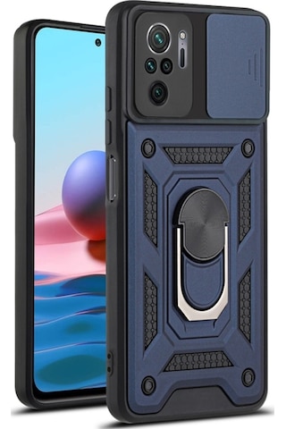 Teleplus Xiaomi Redmi Note 10 Kılıf Magnetik Standlı Kamera Korumalı Slide Sürgülü Cover Kapak
