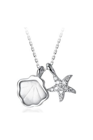925 Ayar Gümüş Deniz Yıldız Ve Kabuk Kolye Kolye Kadınlar Için Hayvan Takı Kolyeler Altın - Gümüş