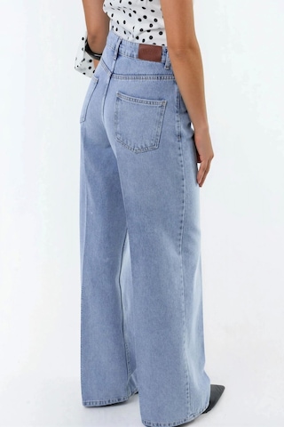 Hiccup Geniş Paça Raw Kot Pantolon Açık Mavi Denim