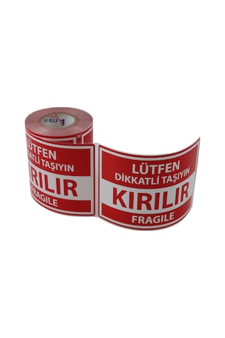 Büyük Boy Dikkat Kırılır Etiketi Fragile Label 100mm X 150mm 250 Adet