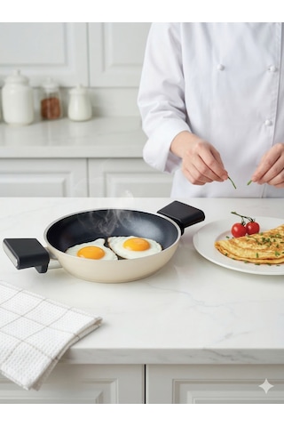 Vista Seramik Yumurta,sucuk,omlet Sahan 18 Cm Siyah Gümüş