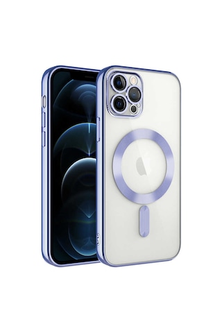 Apple Uyumlu iPhone 13 Pro Uyumlu Kamera Korumalı Magsafe Wireless Şarj Özellikli Tchs Demre Kılıf-lila Lila -