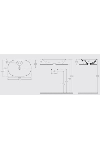 İsvea Sistemay Soft Tezgahüstü Lavabo 60 CM 10Sy51060Sv