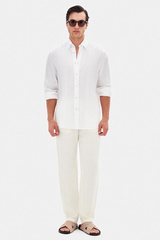 D'S Damat Ds Damat Comfort Beyaz Düz %100 Keten Gömlek 4hc02ap01265m Beyaz