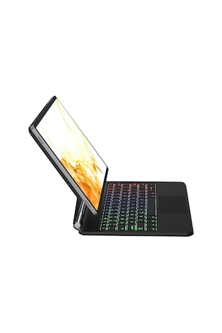 Galaxy X510 Tab S9 Fe Uyumlu 11 İnç Ledli Klavyeli Magnetik Tablet Kılıfı Klavyeli Kılıf