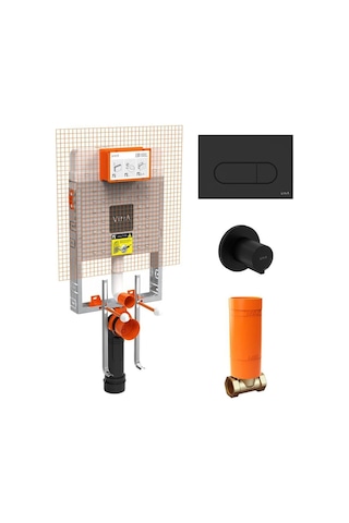 Vitra Mat Siyah 8 Cm Gömme Rezervuar Seti 800-1896