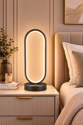 Zzez Siyah Renk Gün Işığı Led Işıklı Modern Tasarım Led Masa Lambası - Abajur - Gece Lambası