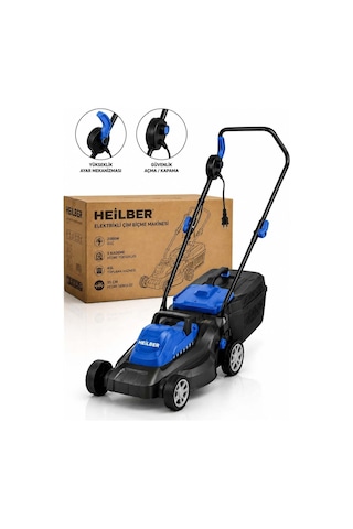 Heilber Ba0115371 2000w Elektrikli Çim Biçme Makinesi 35 Cm Kesim Genişliği, 5 Kademeli Yükseklik Ayarı, 4