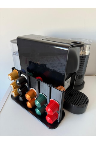 Kapsül Kahve Tutucu Dekoratif Standı 30 Kapasiteli Nespresso Uyumlu Siyah