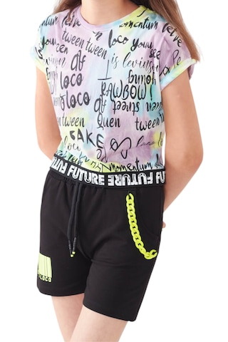 Kız Çocuk Future Yazılı Crop Tişört Zincir Detay Şortlu Takım Lila