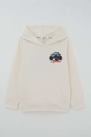 Breeze Erkek Çocuk Sweatshirt Macera Temalı Arazi Aracı Sırt Baskı Detaylı 4-8 Yaş , Krem