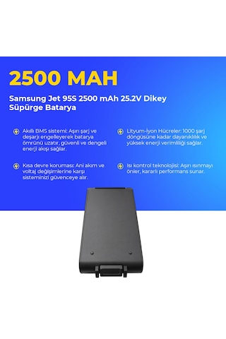 Samsung Uyumlu Jet 95s 2500 Mah 25.2v Dikey Süpürge Batarya