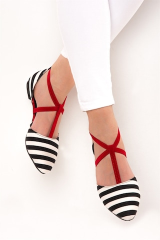 Fox Shoes Siyah/beyaz/kırmızı Kadın Babet D726537304 Siyah