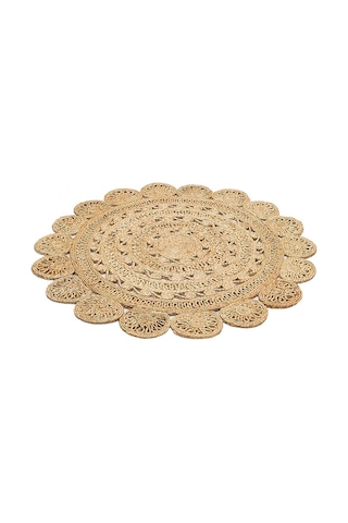 Eko Halı Solo Ca-105 Dhurrıe Xw Yuvarlak veya Oval El Dokuma Naturel Jüt Hasır Halı - 120X120