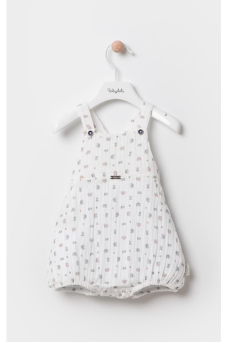 Baskılı Basic Tshirt Tulum Salopet 2'li Takım Ekru 12845 001