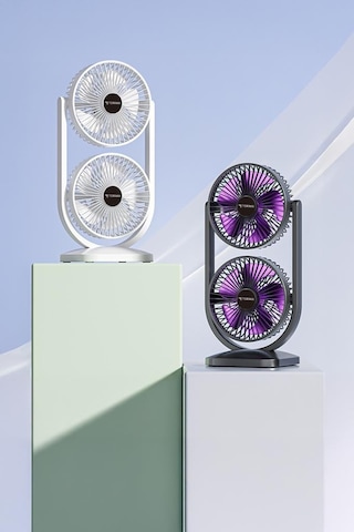 Torima F-22 Siyah Mini Fan Taşınabilir Çift Başlıklı Sessiz Vantilatör Type-c Girişli, 3 Kademeli Hız Ayarı