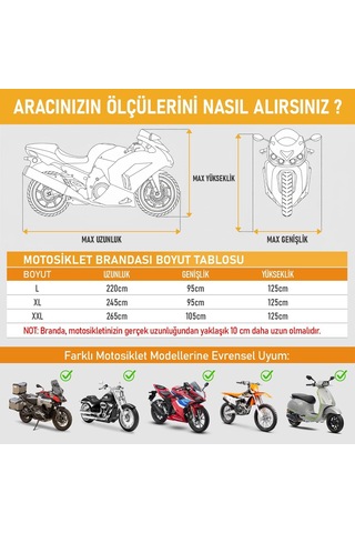 Motosiklet Brandası, Motor Kılıfı, Örtüsü Dış Mekan Motosiklet Örtüsü Su Geçirmez, Rüzgar, Toz Geçirmez,