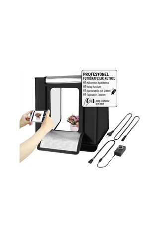 Pro 60x60 Cm Led Işıklı Ürün Fotoğraf Çekim Çadırı 3 Fonlu