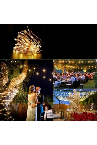 Yunboo Güneş Enerjili Bahçe Dekorasyon Işık Zinciri Yeşil 10m 100 Led 8 Fonksiyon Ip65 Su Geçirmez Otomatik Aç-kapat Ni-mh Pil 600mah Yeşil