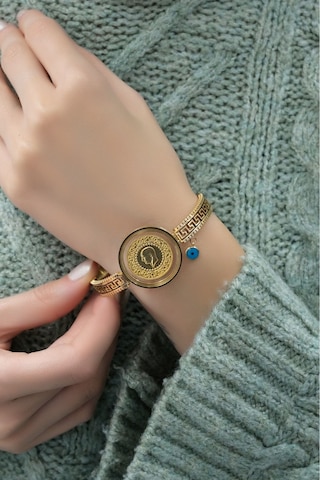 Yarım Altınlı Cam Çerçeveli Grek Kelepçe Çok Renkli