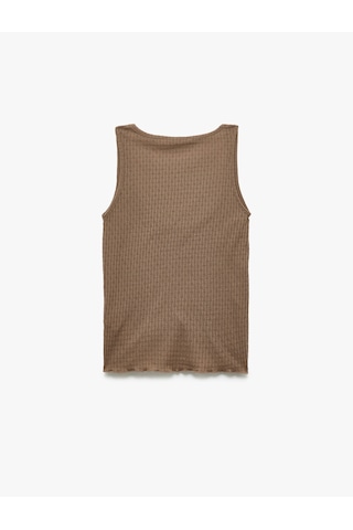 Koton Kolsuz Dokulu Krep Kumaş Derin U Yaka Pijama Üstü Kahverengi 5slk90016mk Kahve