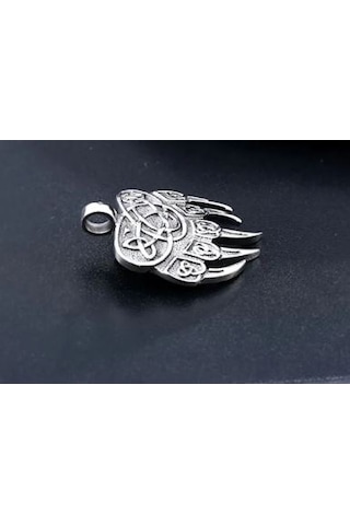 Paslanmaz Çelik Ayı Pençe Viking Kolye Gümüş