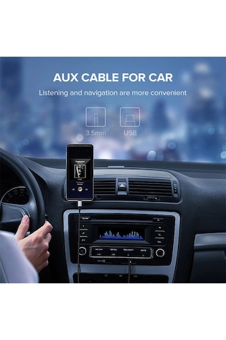 Type c usb c to Aux 3.5 mm erkek Jack type c aux kablo 1m siyah