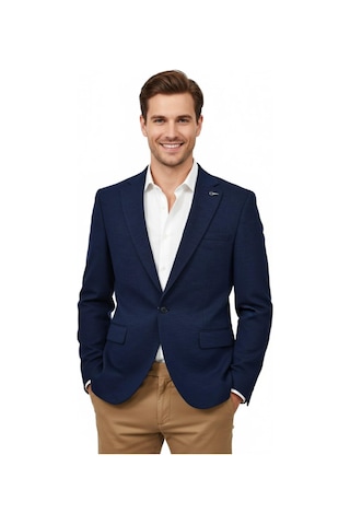 Erkek Tek Spor Ceket Çift Yırtmaçlı Bgl-st04982 Lacivert