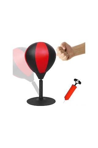 Konesam Ofis Stres Çözücü Pu Deri Masaüstü Savaş Topu - Geri Tepki Yaylı Süngerli Egzersiz Aleti