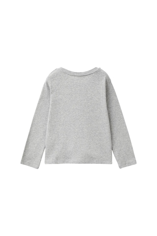 United Colors Of Benetton Kız Çocuk Lila Önü Su Bazlı Logo Baskılı Normal Kesim Uzun Kollu T-shirt Grı Melanj