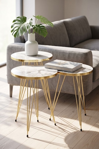 Storeşahin Zigon Sehpa Ve Orta Sehpa Kr Set Gold Efes Tel Shn0720