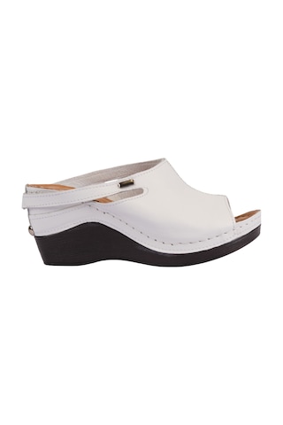 Napa Shoes Ortopedik Konforlu Dolgu Topuk Ayarlanabilir Açık Burun Terlik Napa-1001 Beyaz