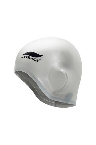 Geeksen Gri Silikon Yüzme Şapka 3d Kulak Koruyucu + Burun Klembi + Kulak Tıkacı - Temizliği Kolay, Hızlı Kuruyan Gri