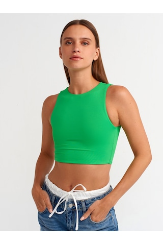 Dilvin Poliamid Crop Top Yeşil