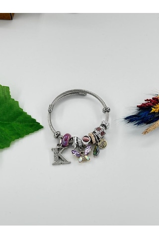 Bhs Life Kadın Charmlı K Harfi & Kelebek Çelik Bileklik