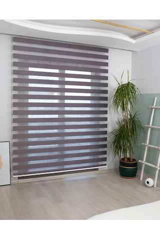 İncilifehome İcl510 Düz Kumaş Zebra Stor Perde Antrasit Alüminyum Kasalı Antrasit