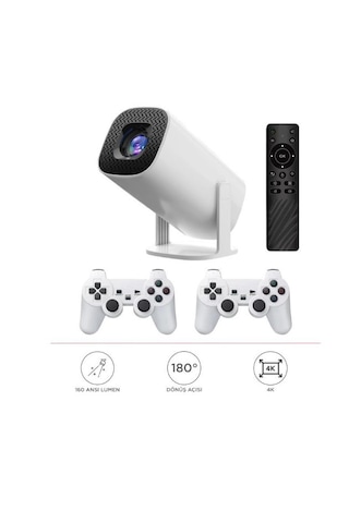 Torima P30 Max Mini Retro Video Konsolu Android Akıllı Projektör Beyaz