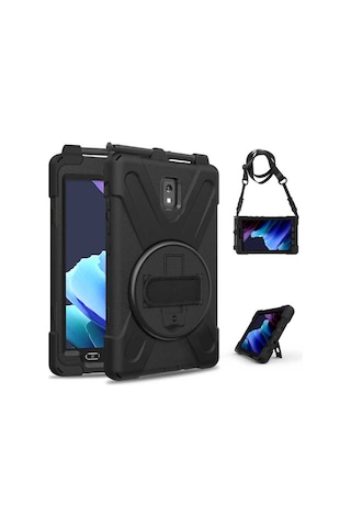 Galaxy Uyumlu Tab Active 3 T577 Ata Defender Tablet Silikon - Siyah Arka Kapak