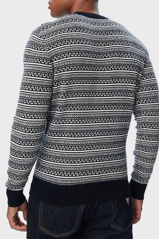 Guess Niklas Cn Ls Jacquard Jakarlı Yün Karışımlı Bisiklet Yaka Kazak M6br21z1371 Erkek Kazak M6br21 Z1371 Fmku Siyah