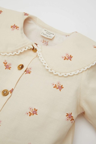 DeFacto Kız Bebek Büyük Yaka Çiçek Desenli Düğmeli Twill Uzun Kollu Gömlek D5585A524WNER42 Ekru