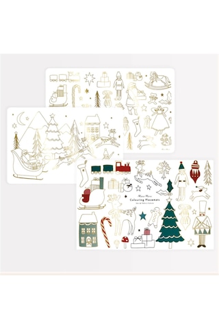 Meri Meri - Christmas Colouring Placemats - Yeni Yıl Boyamalı Amerikan Servisi - 8'li