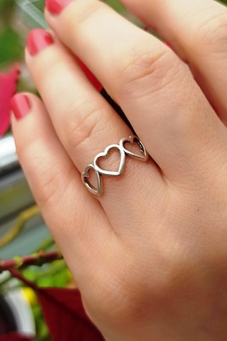 Antik Gümüş Kaplama Kalpler Şekilli El Yapımı Ayarlanabilir Kadın - 541000316 Çok Renkli