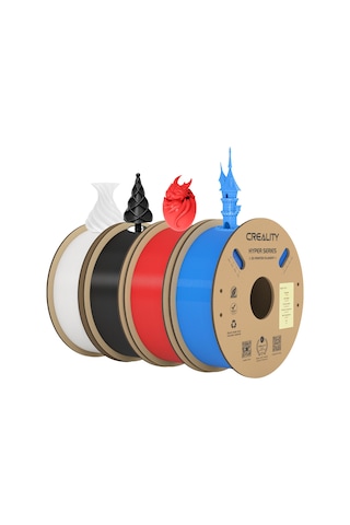 Creality Resmi Hyper Pla Filament Siyah+beyaz+mavi+kırmızı 4kg, Yüksek Hızlı Baskı Ve Dayanıklı, Pürüzsüz, Çıkıntı Performansı İçin 3d Yazıcı Filamenti Boyutsal Doğruluk +/-0,03 Mm, 4 Rulo