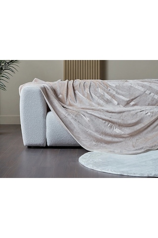 Doqu Embos Battaniye Perlina Çift Kişilik Krem